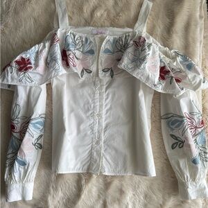 Parker White Floral Embroidered Blouse
